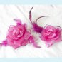 One Set of Hot Pink Silk Rose Hair Clip And Brooch Free Shipping