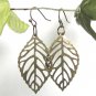 Stamping Brass Leaf Earrings Free Shipping