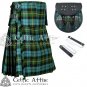 42 Size Premium Handmade Scottish 8 Yard GUNN ANCIENT Tartan KILT with Matching Sporran