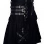 30 Size Handemade Black Cotton Kilt Gothic Throng With Leather Straps and Patch Work