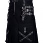 30 Size Handemade Black Cotton Kilt Gothic Throng With Leather Straps and Patch Work