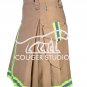 32 Size Handmade Utility Khaki Cotton Fireman / Fighter KILT - Highly Visible Reflector