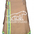 38 Size Handmade Utility Khaki Cotton Fireman / Fighter KILT - Highly Visible Reflector