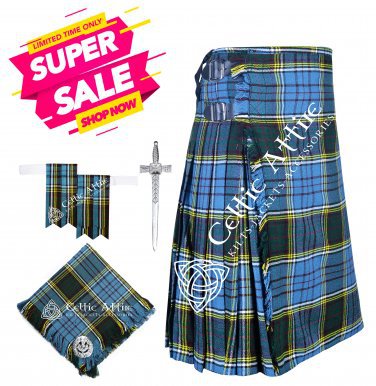 Scottish 8 yard Anderson Tartan KILT and Accessories Size 30