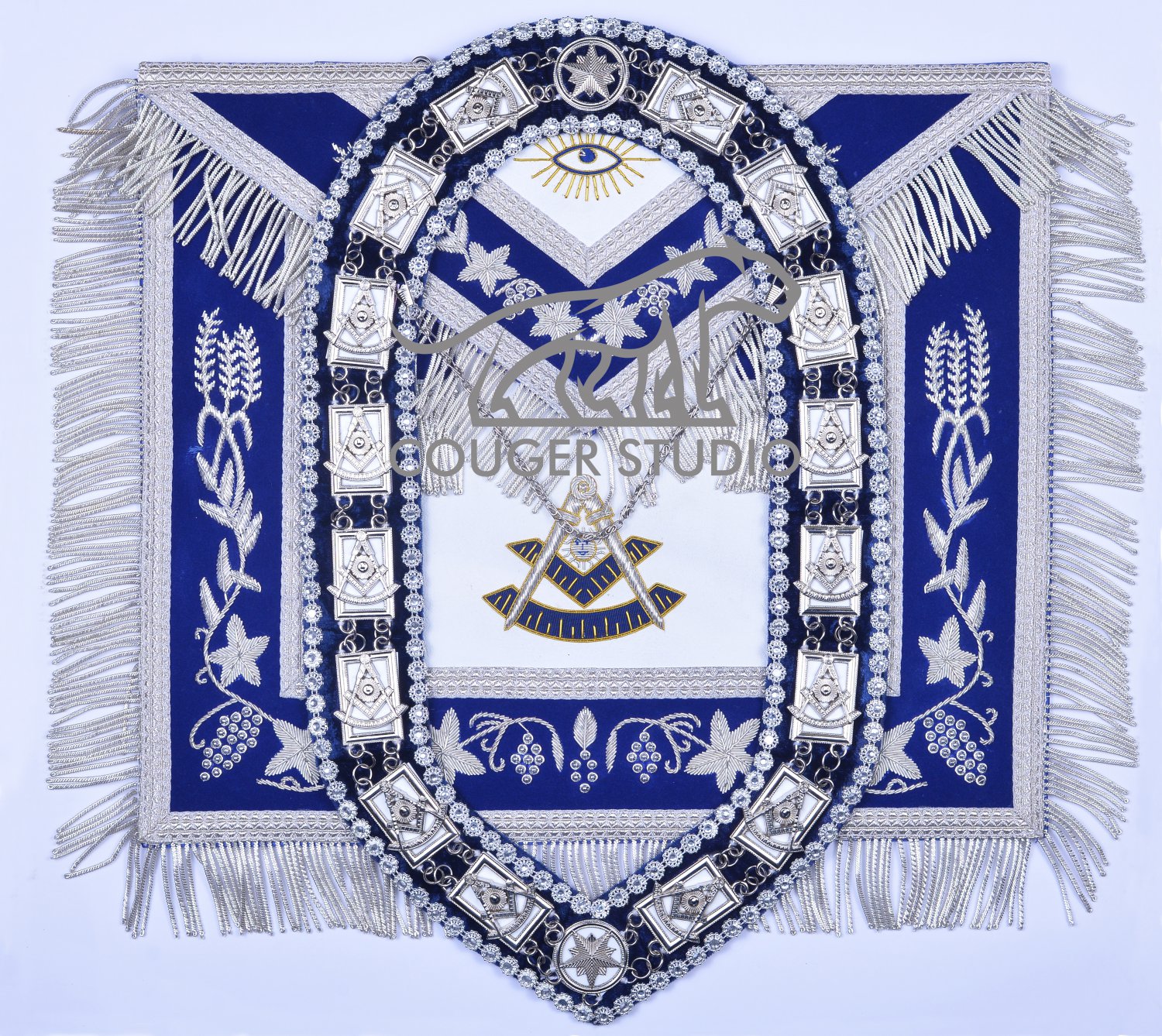 Masonic APRON Past Master Regalia APRON With Free COLLAR CHAIN