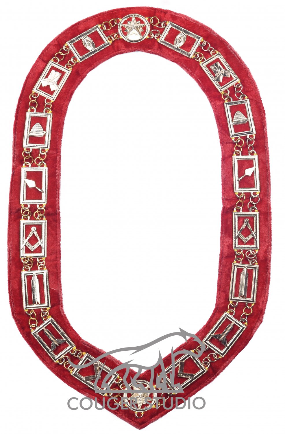 Masonic Blue Lodge CHAIN COLLAR Red Velvet with Free Shipping