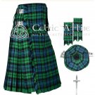 Premium - 42 Size - Campbell Ancient 16 Oz -Scottish 8 Yard Tartan Kilt - Free Accessories