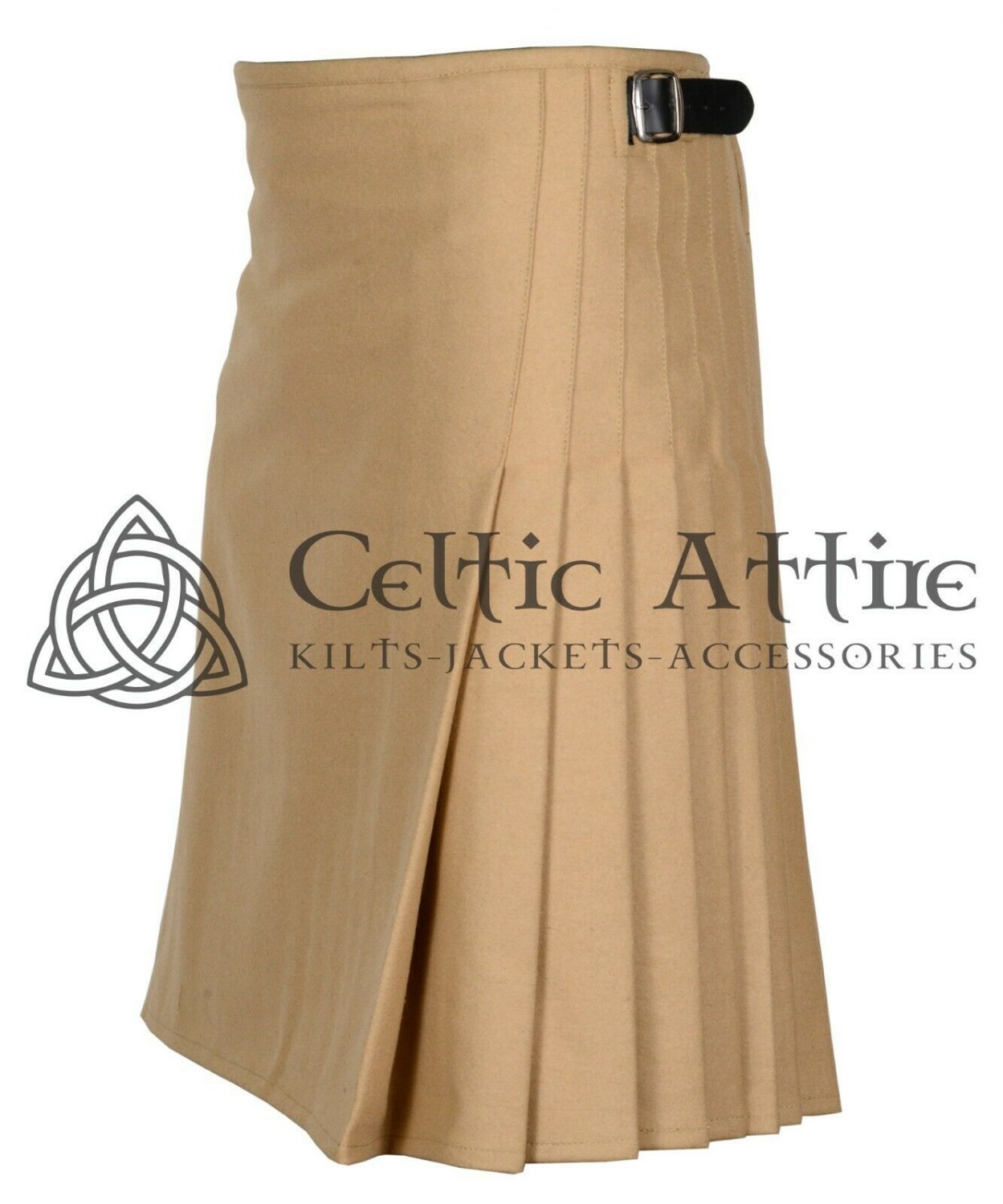 36 Size - Scottish Khaki Kilt Traditional 8 YARD KILT for Men Premium 16 Oz Wool Made to Order