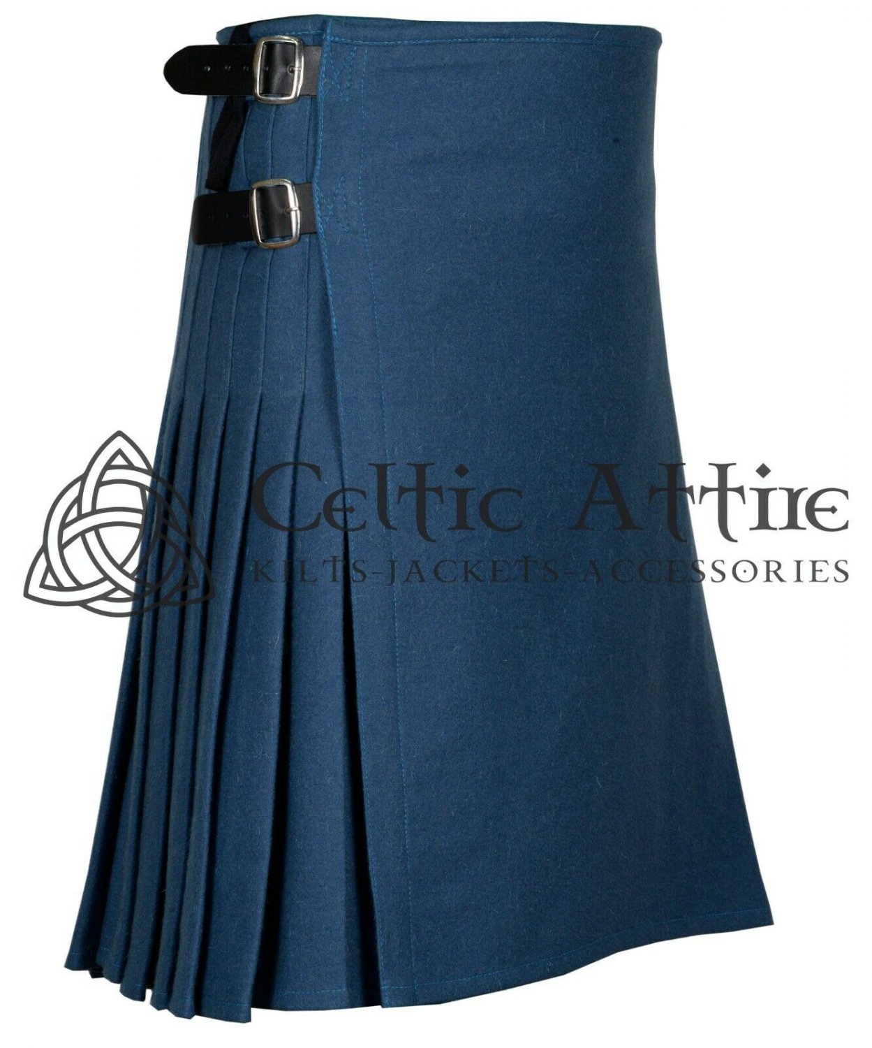 32 Size - Scottish Smoking Blue Kilt - 8 YARD KILT for Men Premium 16 Oz Wool Made to Order