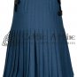 40 Size - Scottish Smoking Blue Kilt - 8 YARD KILT for Men Premium 16 Oz Wool Made to Order
