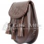 Scottish Kilt Sporran Brown Leather Celtic Embossed Pattern DAY Sporran