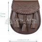 Scottish Kilt Sporran Brown Leather Celtic Embossed Pattern DAY Sporran