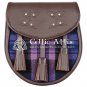 Scottish KILT SPORRAN Brown Leather & Pride of Scotland Tartan