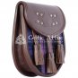 Scottish KILT SPORRAN Brown Leather & Pride of Scotland Tartan