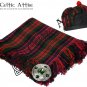 Scottish Macdonald Tartan Fly Plaid Brooch Pin Glengarry Hat 58 cm
