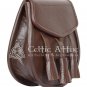 Brown Leather Scottish Day Sporran KILT SPORRAN & Free Chain Belt