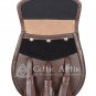 Brown Leather Scottish Day Sporran KILT SPORRAN & Free Chain Belt