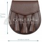 Brown Leather Scottish Day Sporran KILT SPORRAN & Free Chain Belt