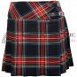 32 - Size - Scottish Ladies Black Stewart Tartan KILTED SKIRT Mini Length Billie Skirt Plaid Skirt