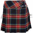 34 - Size - Scottish Ladies Black Stewart Tartan KILTED SKIRT Mini Length Billie Skirt Plaid Skirt