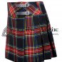 32 - Size - Scottish Ladies Black Stewart Tartan KILTED SKIRT Mini Length Billie Skirt Plaid Skirt