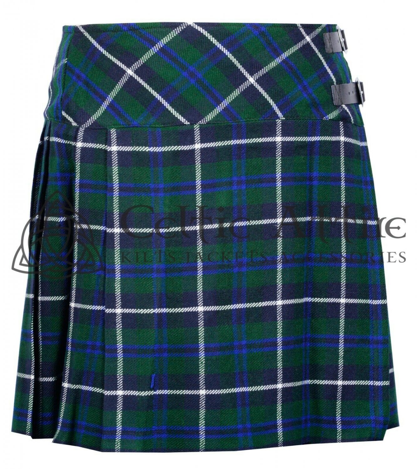 38 Size Blue Douglas Scottish Ladies Tartan Kilted Skirt Mini