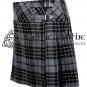 32 - Size - Grey Watch Scottish Ladies Tartan KILTED SKIRT Mini Length Billie Skirt