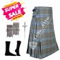 46 - Size - Scottish Kilt 8 Yard Kilt Black Watch Weathered TARTAN KILT Free Accessories - 39 Colors