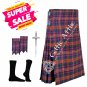 30 - Size - Scottish 8 yard Kilt CAMERON TARTAN KILT Free Kilt Pin - Flashes - Socks - 39 Colors
