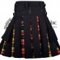 38- Size- Scottish Kilt Hybrid UTILITY KILTS for Men Black Cotton Buchanan Tartan Cargo Pockets Kilt