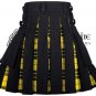 42- Size- Hybrid UTILITY KILTS for Men Black Cotton Macleod of Lewis Tartan Cargo Pockets Kilt