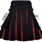30- Size- Hybrid UTILITY KILTS for Men Black Cotton Royal Stewart Tartan Cargo Pockets Kilt