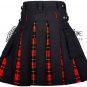 32- Size- Scottish Hybrid UTILITY KILTS for Men Black Cotton Wallace Tartan Cargo Pockets Kilt