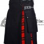 34 - Size- Scottish Hybrid UTILITY KILTS for Men Black Cotton Wallace Tartan Cargo Pockets Kilt