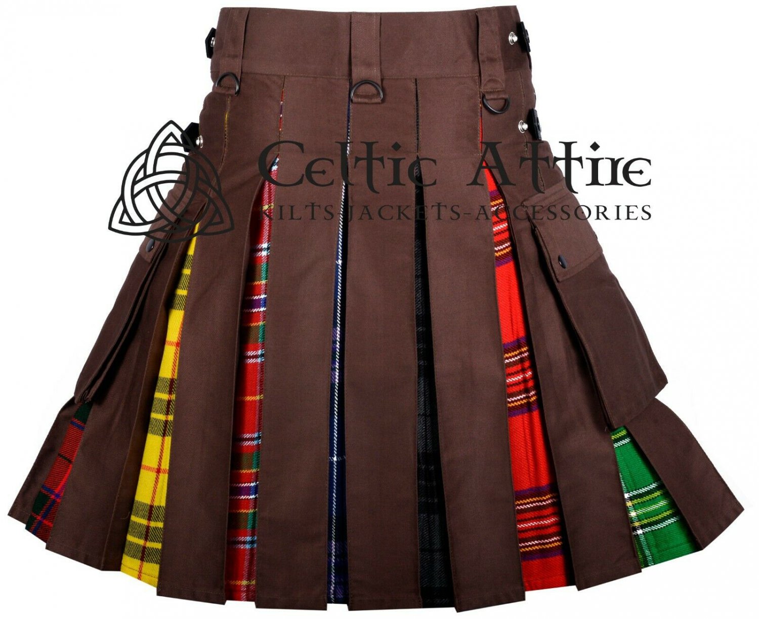 32 - Size- Scottish Hybrid UTILITY KILTS for Men Black Cotton LGBTQ Under Pleats Cargo Pockets Kilt