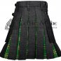36 - Size- Black Denim IRISH Tartan Scottish Hybrid UTILITY KILTS for Men Cargo Pockets Kilt
