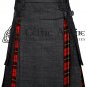 34 - Size - Black Denim Wallace Tartan Scottish Hybrid UTILITY KILTS for Men Cargo Pockets Kilt