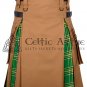 48 - Size - Scottish Hybrid UTILITY KILTS for Men Camel Canves IRISH Tartan Cargo Pockets Kilt