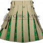 30 - Size - Scottish Hybrid UTILITY KILTS for Men Khaki Cotton IRISH Tartan Cargo Pockets Kilt