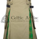 32 - Size - Scottish Hybrid UTILITY KILTS for Men Khaki Cotton IRISH Tartan Cargo Pockets Kilt