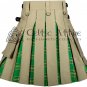 40 - Size - Scottish Hybrid UTILITY KILTS for Men Khaki Cotton IRISH Tartan Cargo Pockets Kilt