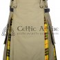 42 - Size - Hybrid UTILITY KILTS for Men Khaki Cotton Macleod of Lewis Tartan Cargo Pockets Kilt