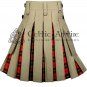 30 - Size - Hybrid UTILITY KILTS for Men Khaki Cotton Wallace Tartan Cargo Pockets Kilt