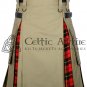 46 - Size - Hybrid UTILITY KILTS for Men Khaki Cotton Wallace Tartan Cargo Pockets Kilt