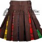 30 - Size - Hybrid UTILITY KILTS for Men Brown Cotton LGBTQ Under Pleats Cargo Pockets Kilt