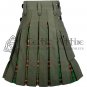 50 - Size - Hybrid UTILITY KILTS for Men Olive Green Cotton Tara Murphy Tartan Cargo Pockets Kilt