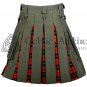 32 - Size - Hybrid UTILITY KILTS for MenOlive Green Cotton Wallace Tartan Cargo Pockets Kilt