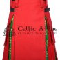46 - Size - Hybrid UTILITY KILTS for Men Red Cotton IRISH Tartan Cargo Pockets Kilt