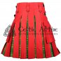 48 - Size - Hybrid UTILITY KILTS for Men Red Cotton IRISH Tartan Cargo Pockets Kilt
