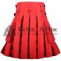 40 - Size - Hybrid UTILITY KILTS for Men Red Cotton Wallace Tartan Cargo Pockets Kilt
